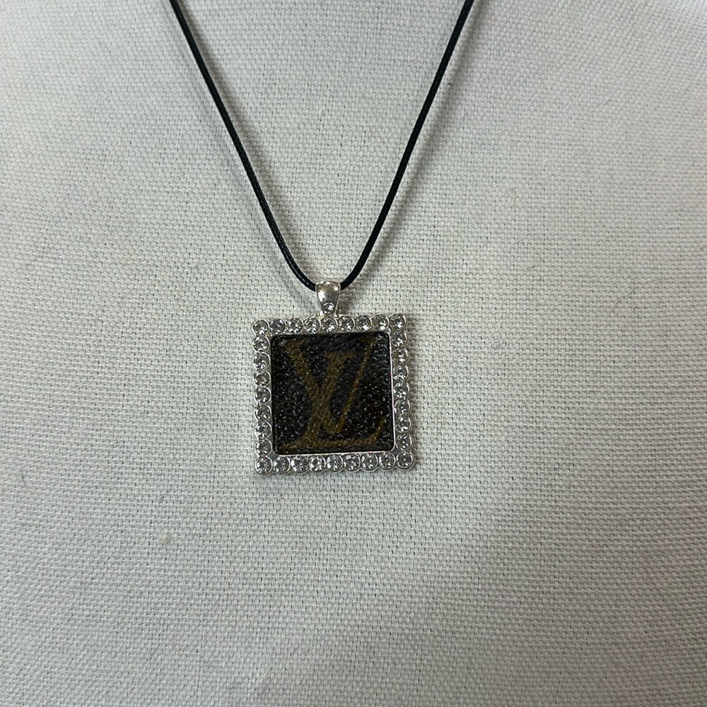 Necklace with upcycled Louis Vuitton monogram charm